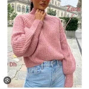 Zara Soft Pink Mockneck Sweater